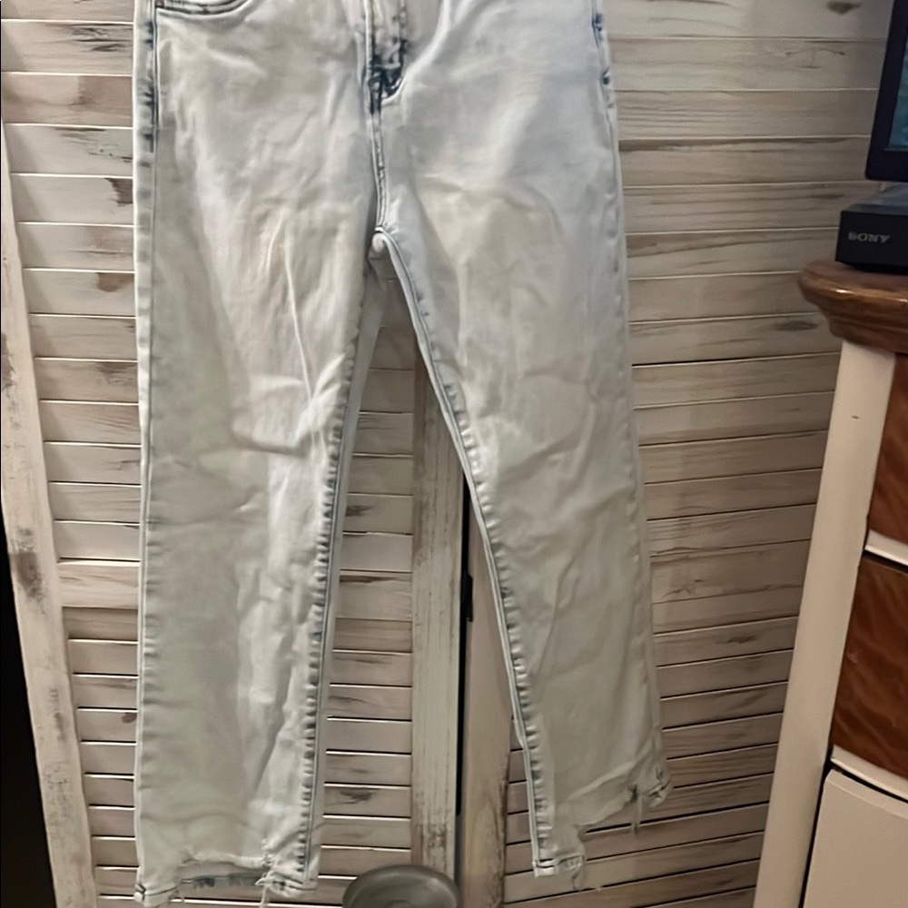 Stylish Light Blue Straight Leg Jeans